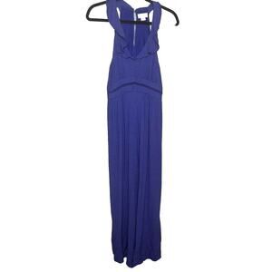 Maeve Anthropologie Justine Blue Jumpsuit Size 8 Polka Dot Wide Leg